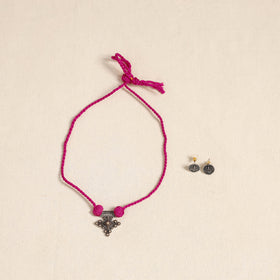 Pink - german silver necklace set 11 - handcrafted