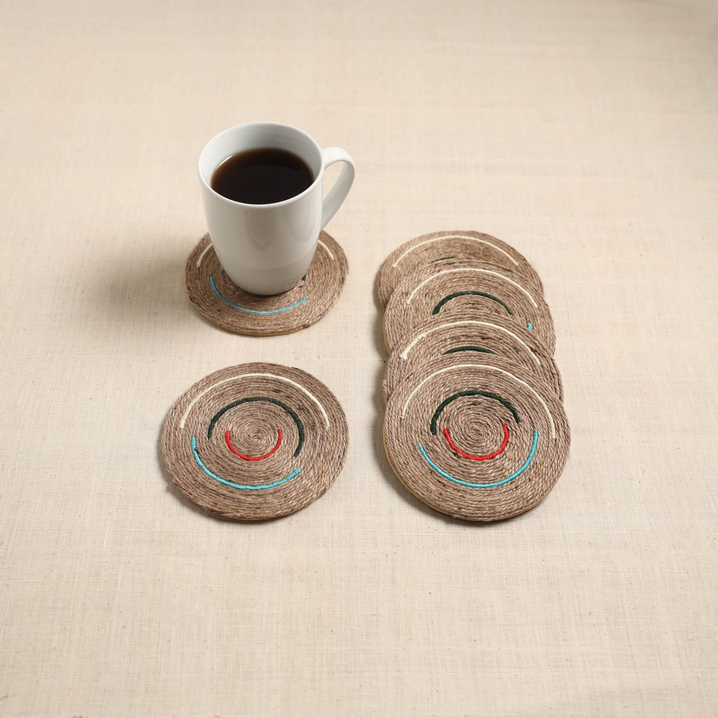 Jute Handcrafted Round Coaster (Set of 6) 08