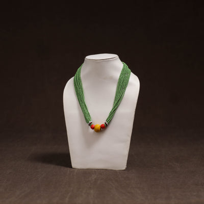 Green - Bead Work Handmade Baiga Tribal Moonga Dana Necklace 11