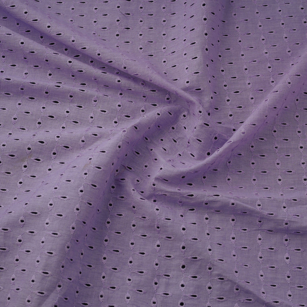 Purple - Floral Embroidered Cotton Hakoba Fabric 08