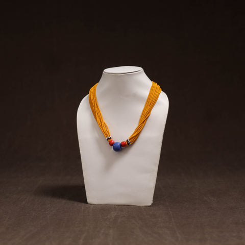 Yellow - Bead Work Handmade Baiga Tribal Moonga Dana Necklace 14