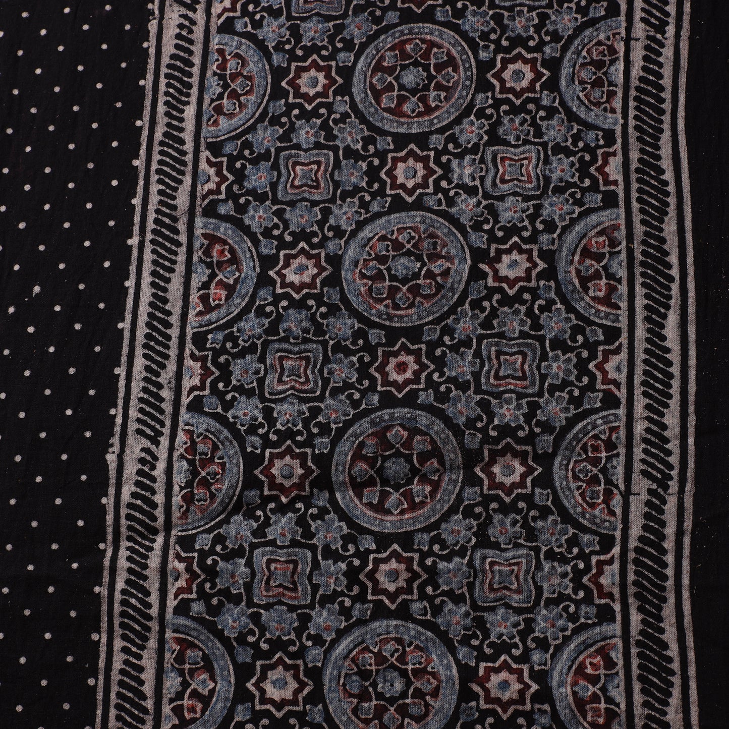 Ajrakh Hand Block Print Natural Dyed Pure Mul Cotton Fabric 04
