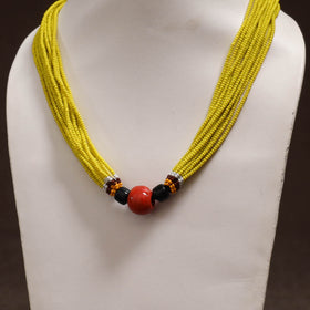 Yellow - Bead Work Handmade Baiga Tribal Moonga Dana Necklace 16