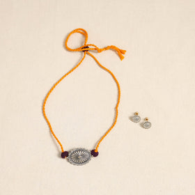 Orange - german silver necklace set 08 - handcrafted