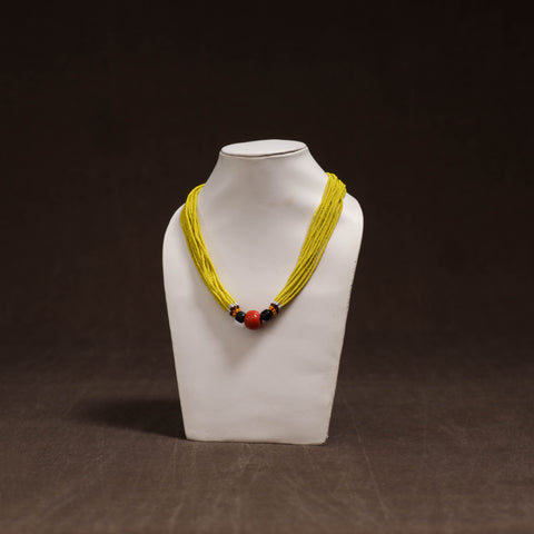 Yellow - Bead Work Handmade Baiga Tribal Moonga Dana Necklace 16