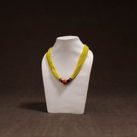 Yellow - Bead Work Handmade Baiga Tribal Moonga Dana Necklace 16