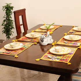 Yellow - khambadiya patchwork cotton table mats (set of 6)