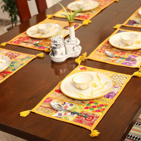 Yellow - khambadiya patchwork cotton table mats (set of 6)