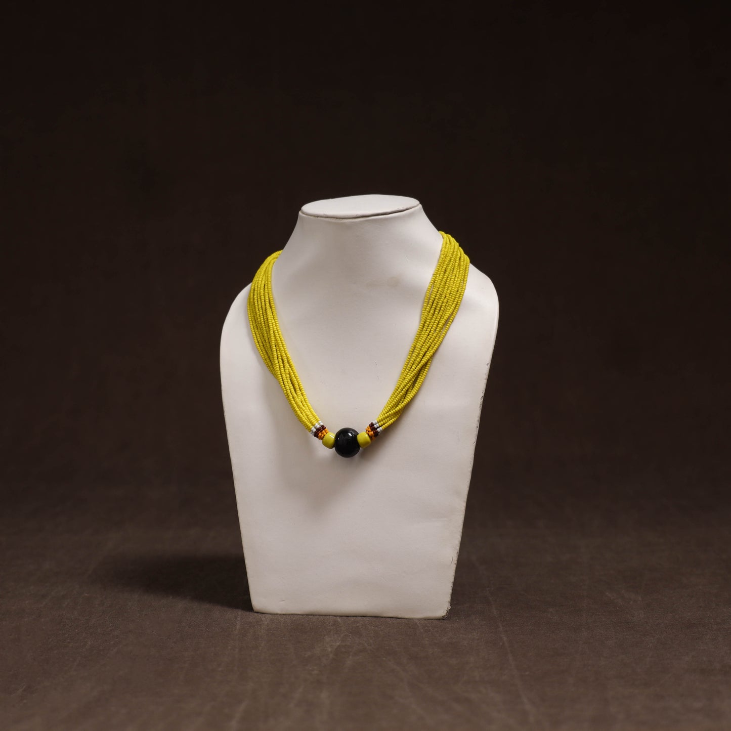 Yellow - Bead Work Handmade Baiga Tribal Moonga Dana Necklace 17
