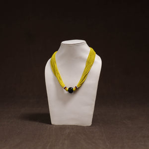 Yellow - Bead Work Handmade Baiga Tribal Moonga Dana Necklace 17