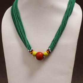Green - Bead Work Handmade Baiga Tribal Moonga Dana Necklace 19