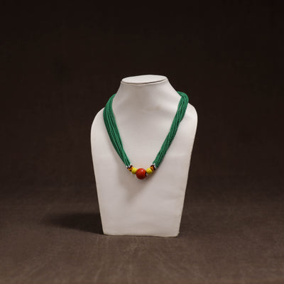 Green - Bead Work Handmade Baiga Tribal Moonga Dana Necklace 19