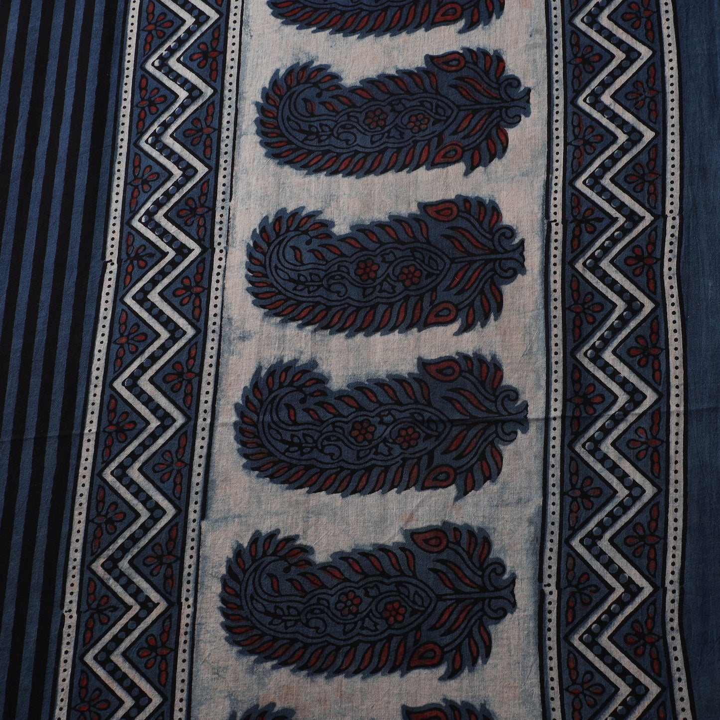 Ajrakh Hand Block Print Natural Dyed Pure Mul Cotton Fabric 05