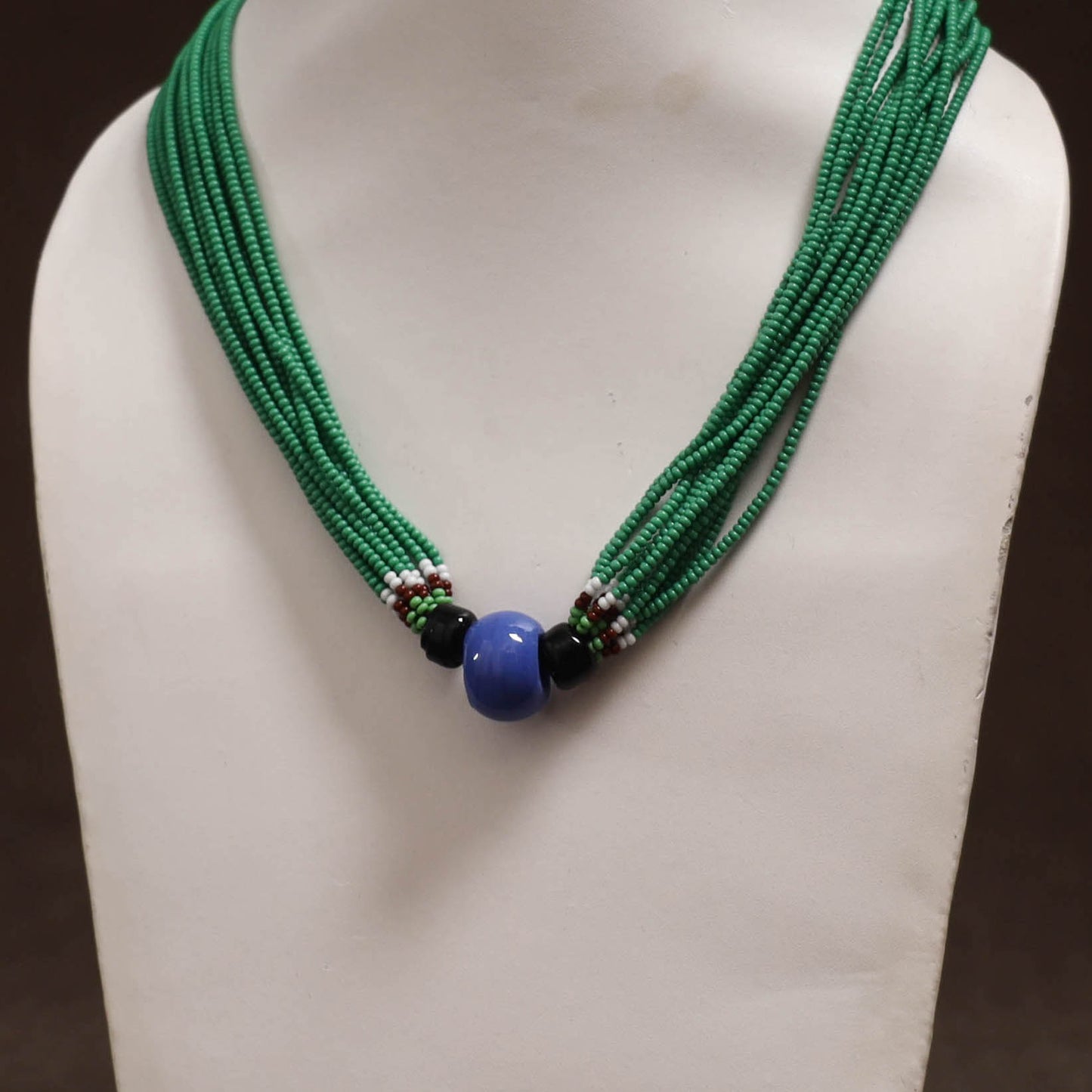 Green - Bead Work Handmade Baiga Tribal Moonga Dana Necklace 20