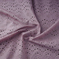 Purple - Floral Embroidered Cotton Hakoba Fabric 12