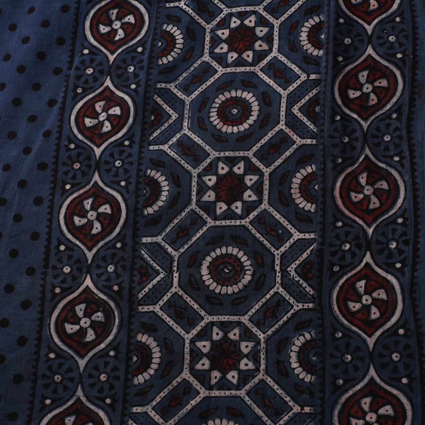 Ajrakh Hand Block Print Natural Dyed Pure Mul Cotton Fabric 06