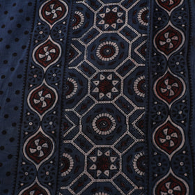 Ajrakh Hand Block Print Natural Dyed Pure Mul Cotton Fabric 06