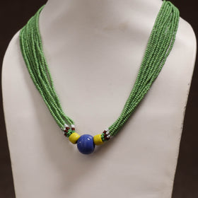 Green - Bead Work Handmade Baiga Tribal Moonga Dana Necklace 23