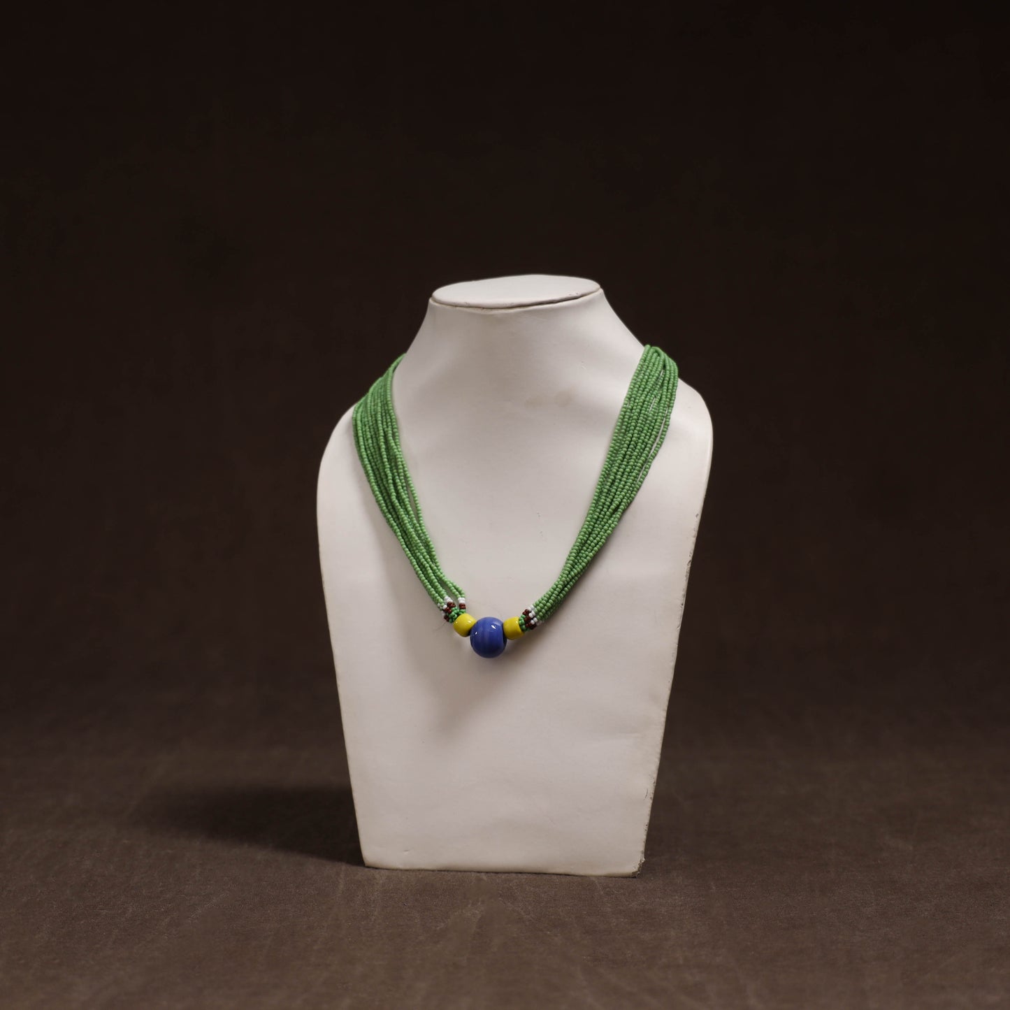 Green - Bead Work Handmade Baiga Tribal Moonga Dana Necklace 23