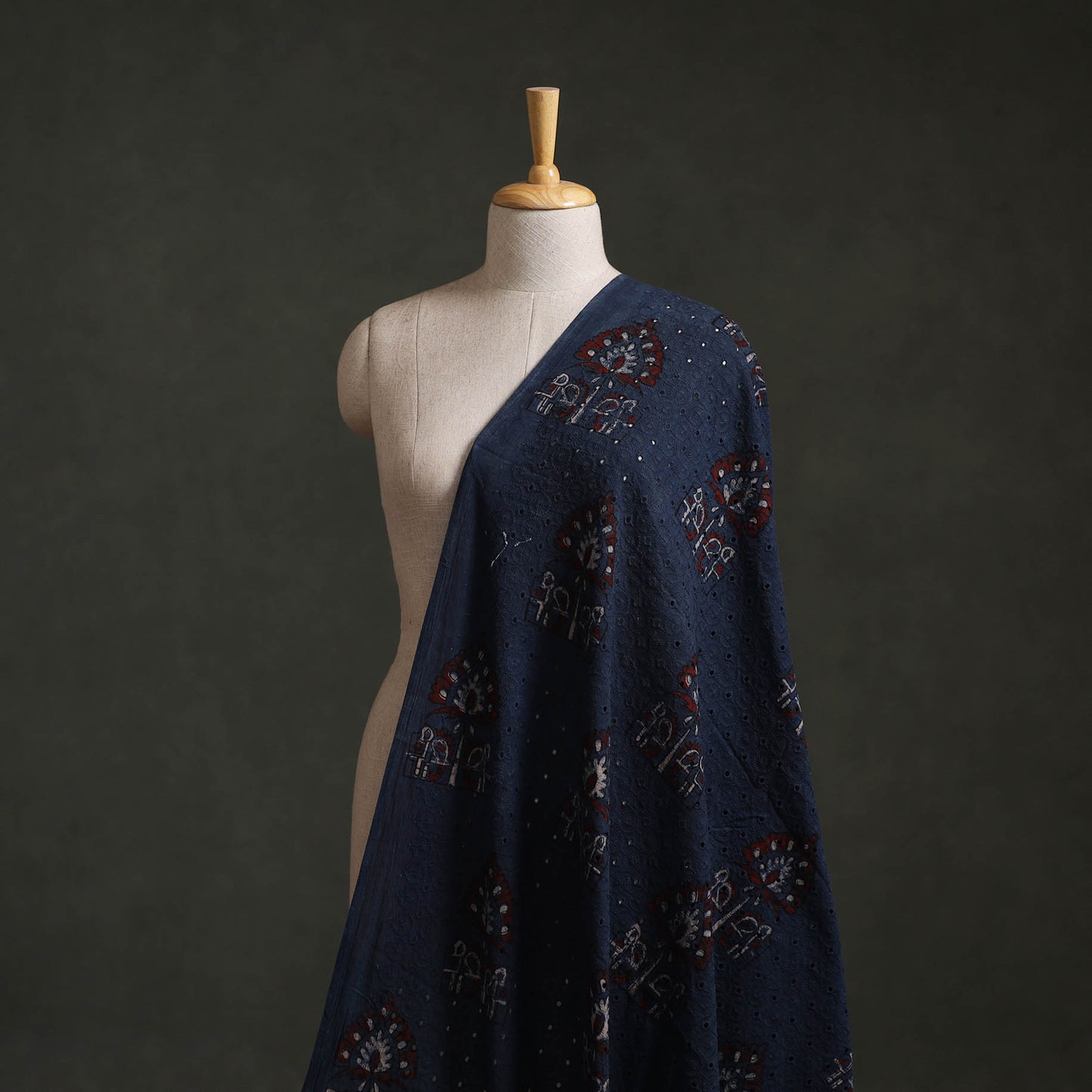 Hakoba Hand Block Ajrakh Print Natural Dyed Cotton Fabric 100