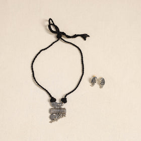 Black - german silver necklace set 04 - handcrafted