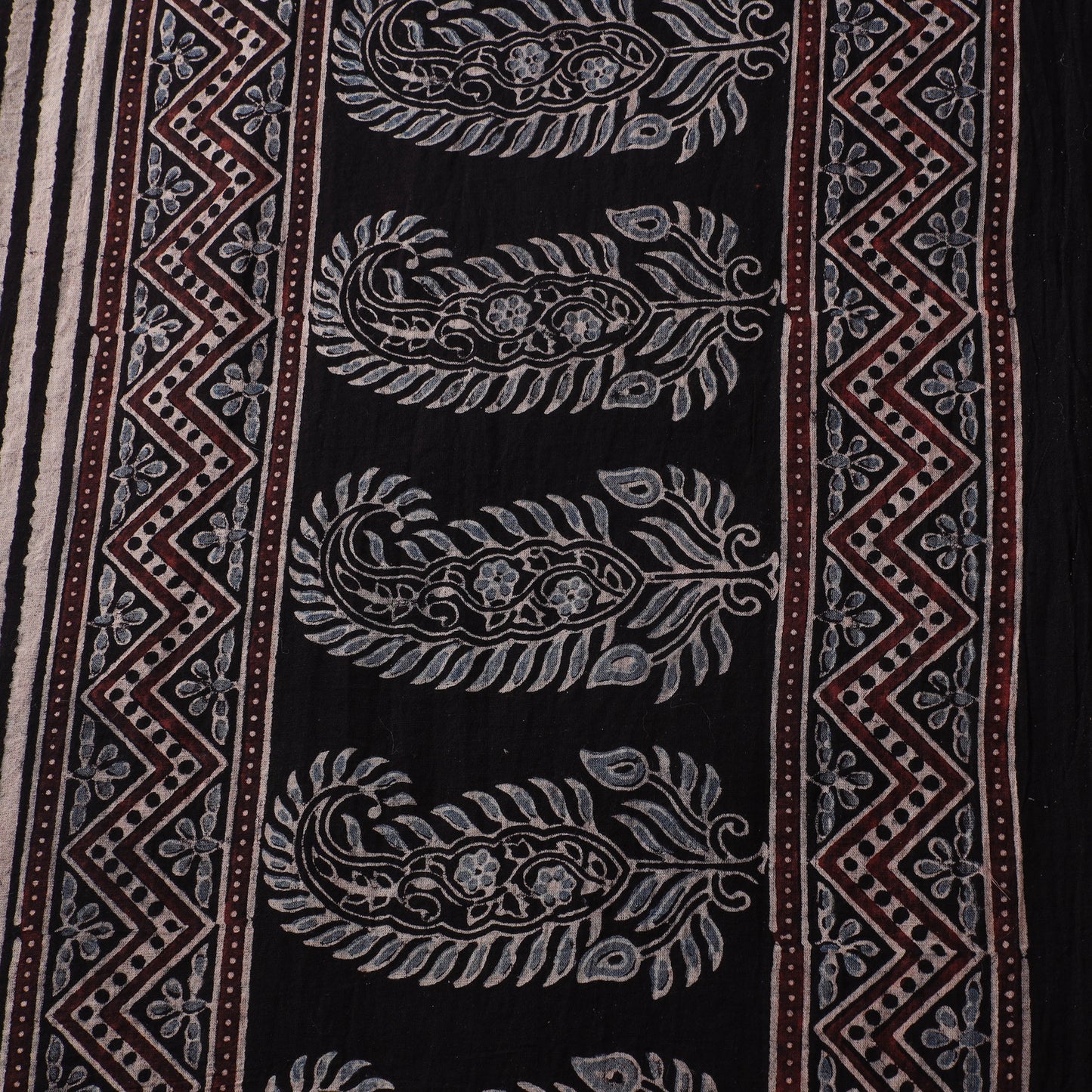 Ajrakh Hand Block Print Natural Dyed Pure Mul Cotton Fabric 07