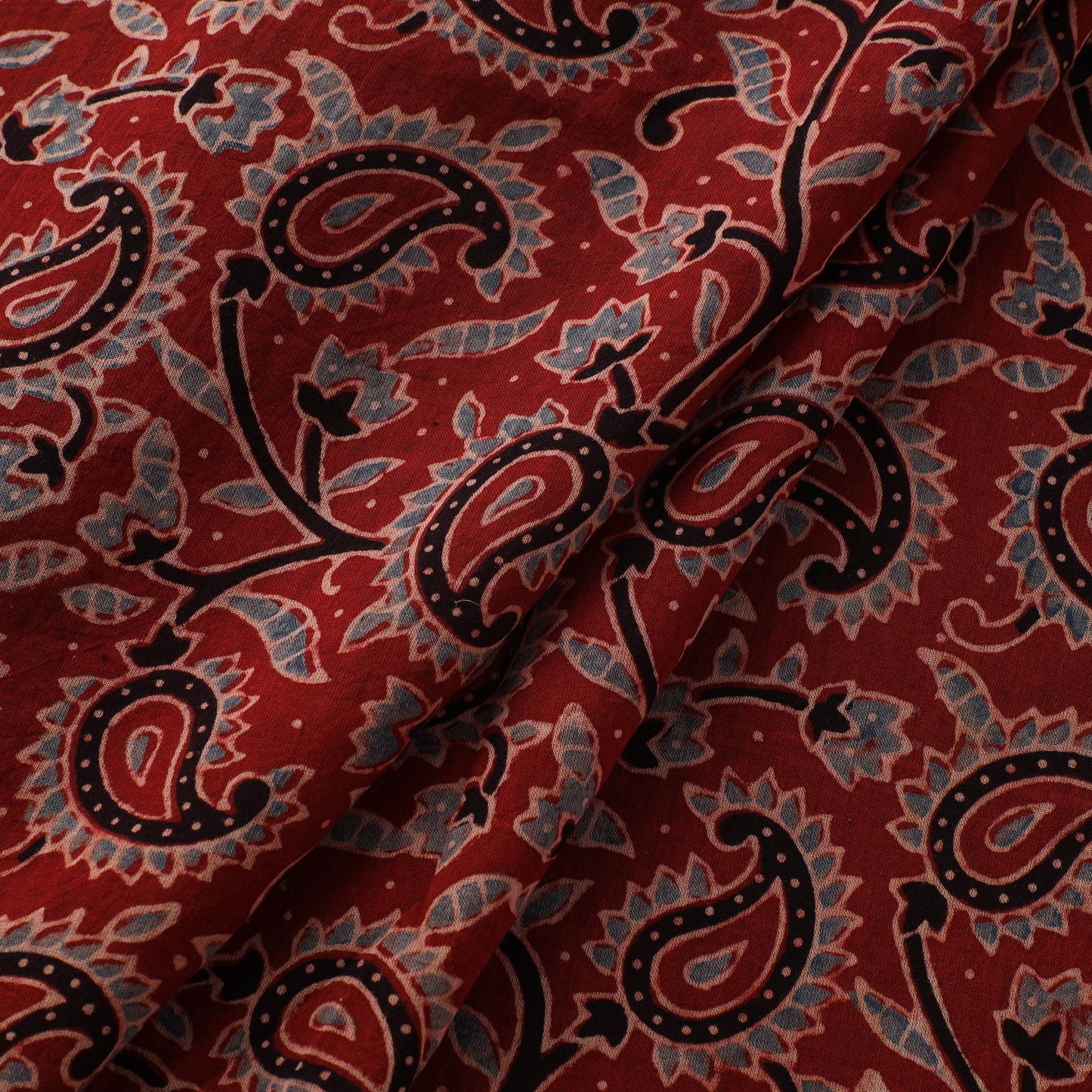 Ajrakh Hand Block Print Natural Dyed Pure Mul Cotton Fabric 08