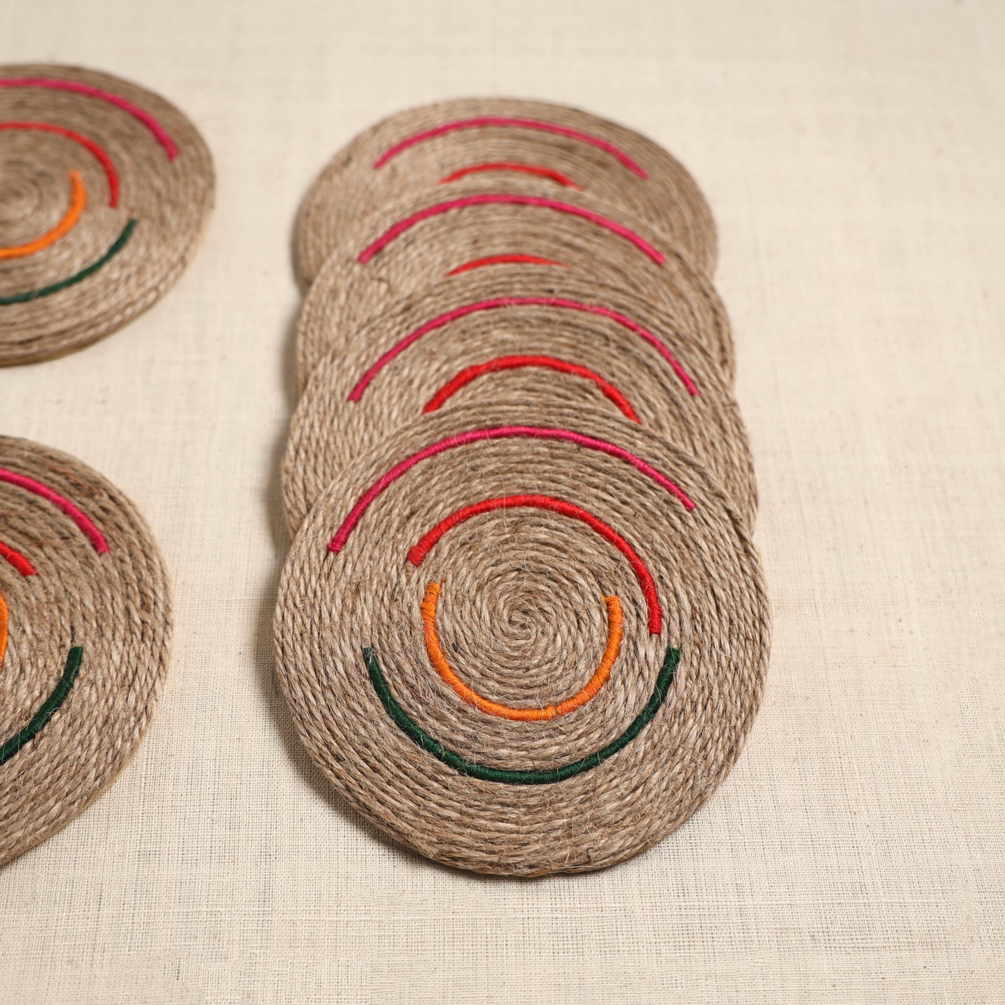 Jute Handcrafted Round Coaster (Set of 6) 12