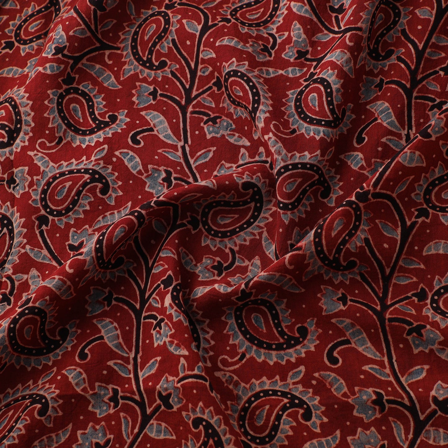 Ajrakh Hand Block Print Natural Dyed Pure Mul Cotton Fabric 08