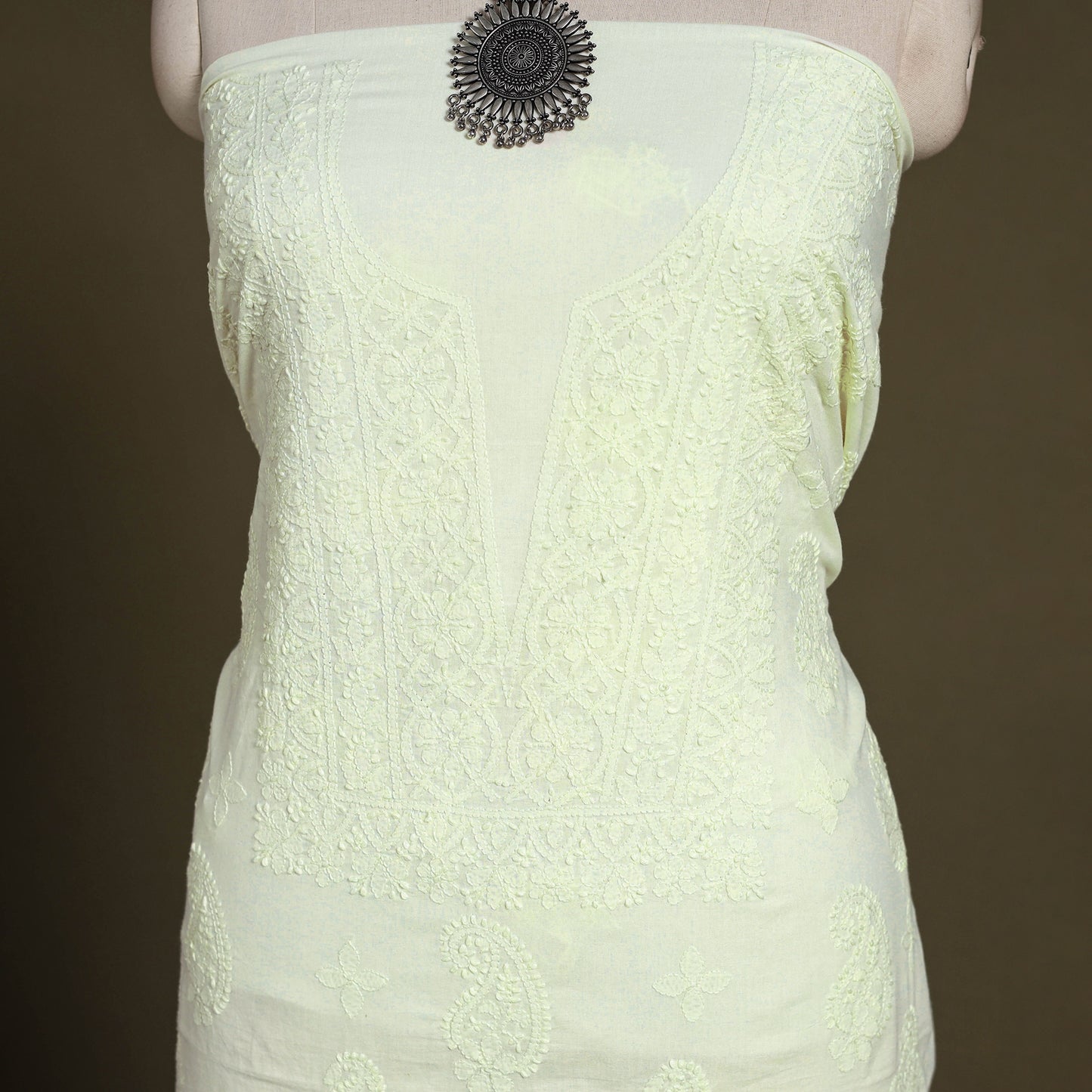 Chikankari Hand Embroidery Mul Cotton Kurta Material 