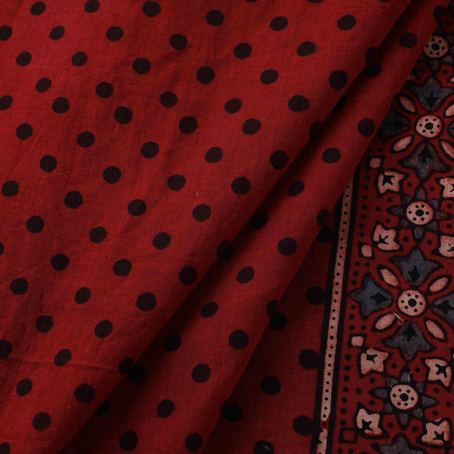 Ajrakh Hand Block Print Natural Dyed Pure Mul Cotton Fabric 09