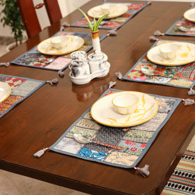 Grey - khambadiya patchwork cotton table mats (set of 6) 07