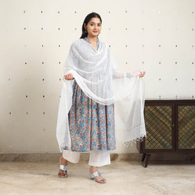 Block Print Cotton Sanganeri Kurta Set (Set of 3) 03