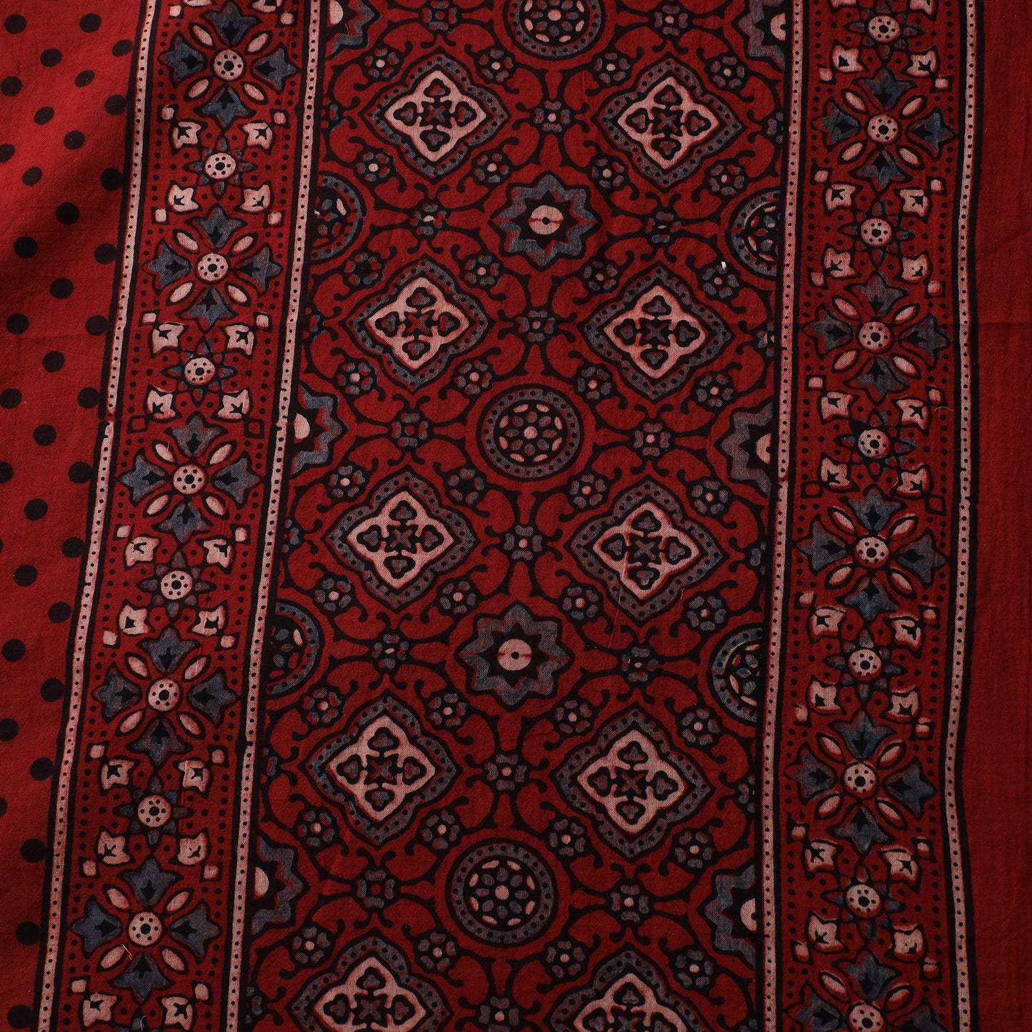 Ajrakh Hand Block Print Natural Dyed Pure Mul Cotton Fabric 09
