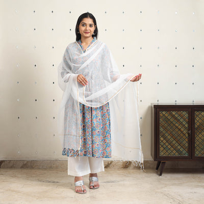 Block Print Cotton Sanganeri Kurta Set (Set of 3) 03