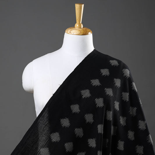 Black & White Pochampally Double Ikat Handloom Cotton Fabric