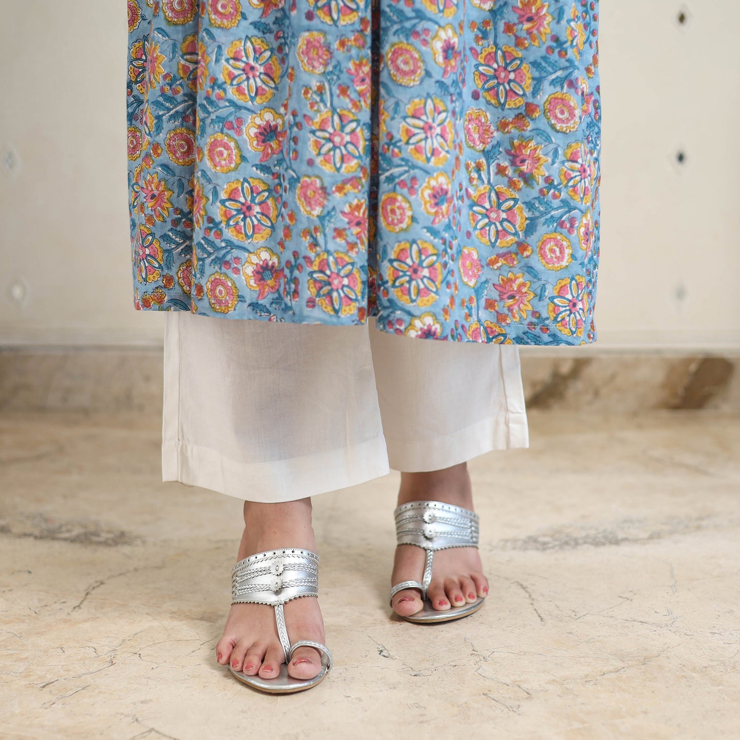 Block Print Cotton Sanganeri Kurta Set (Set of 3) 03