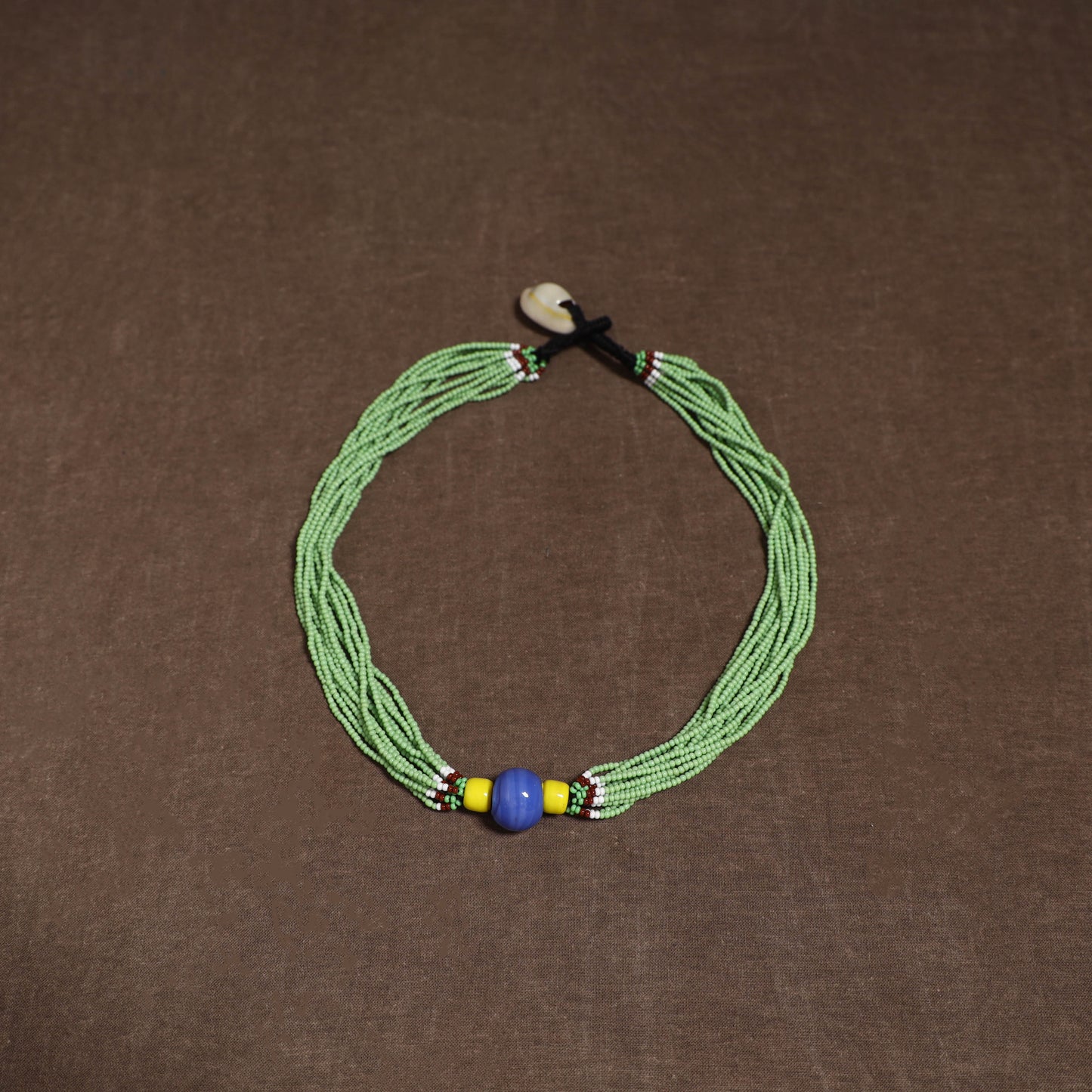 Green - Bead Work Handmade Baiga Tribal Moonga Dana Necklace 23