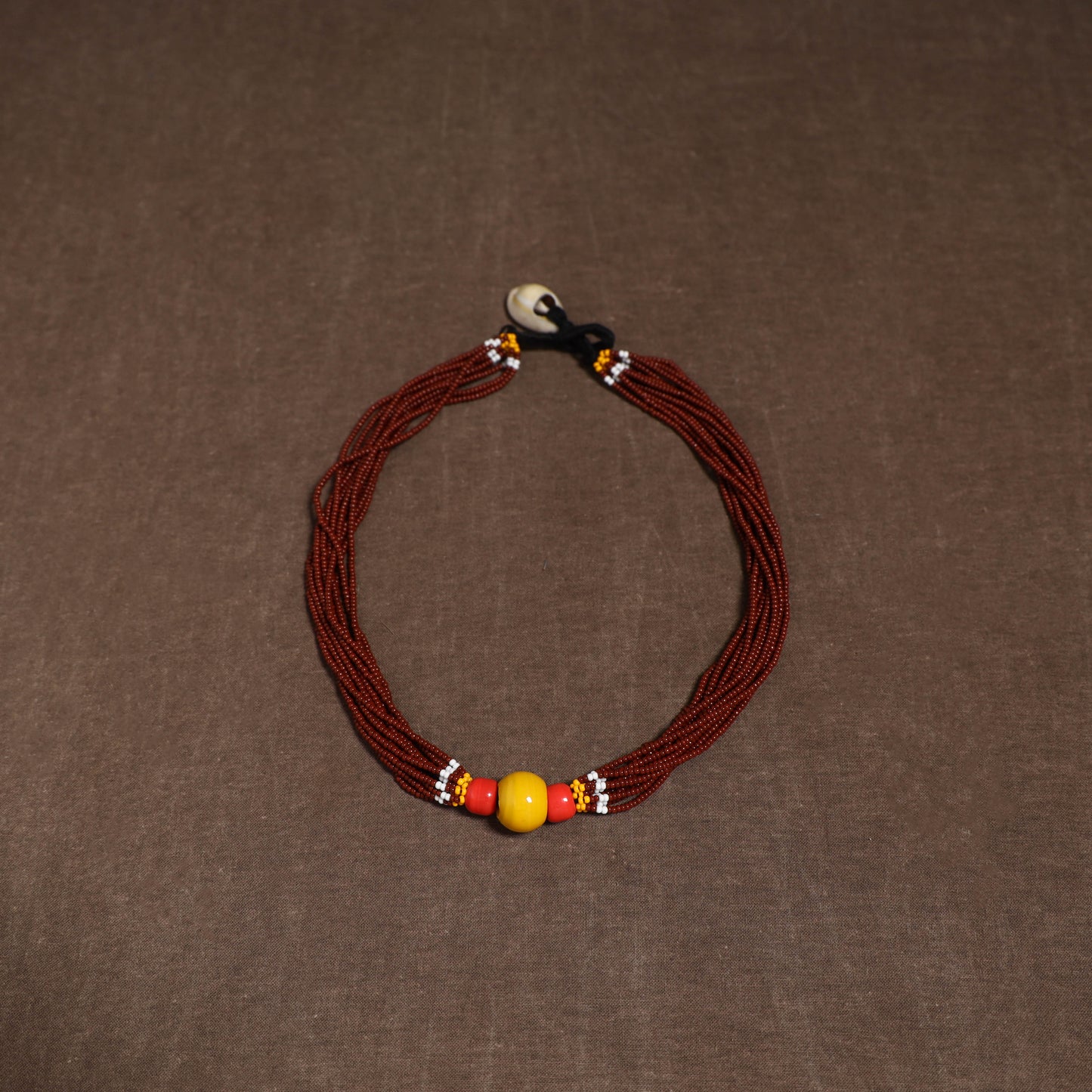 Maroon - Bead Work Handmade Baiga Tribal Moonga Dana Necklace 22