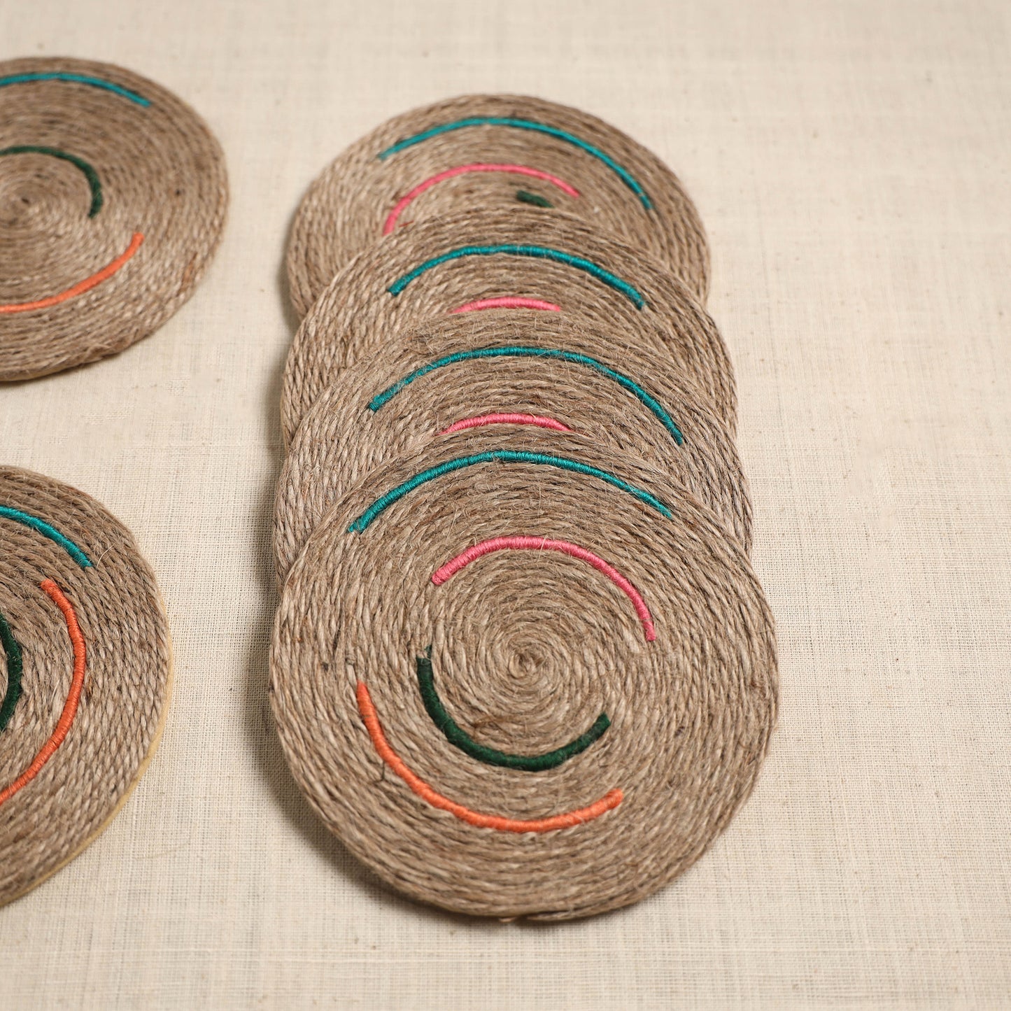 Jute Handcrafted Round Coaster (Set of 6) 15