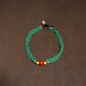 Green - Bead Work Handmade Baiga Tribal Moonga Dana Necklace 19