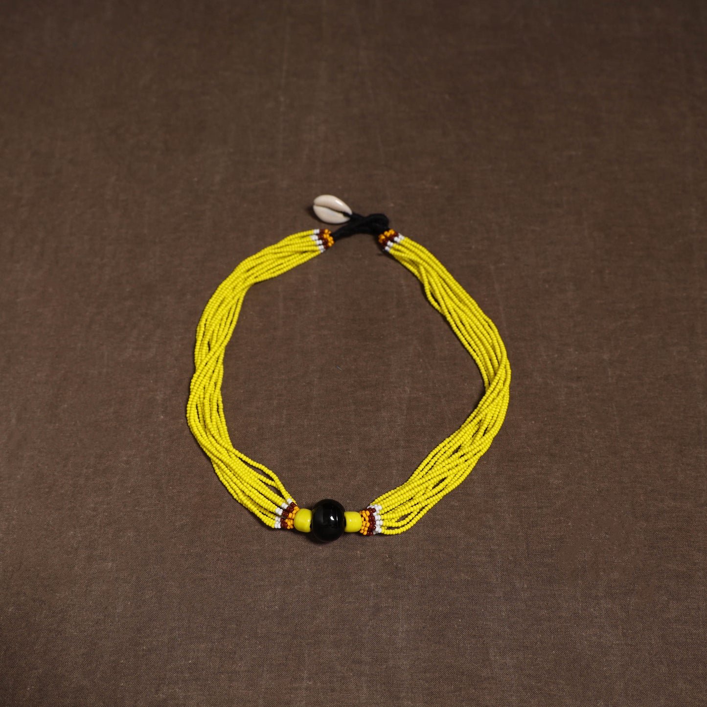 Yellow - Bead Work Handmade Baiga Tribal Moonga Dana Necklace 17