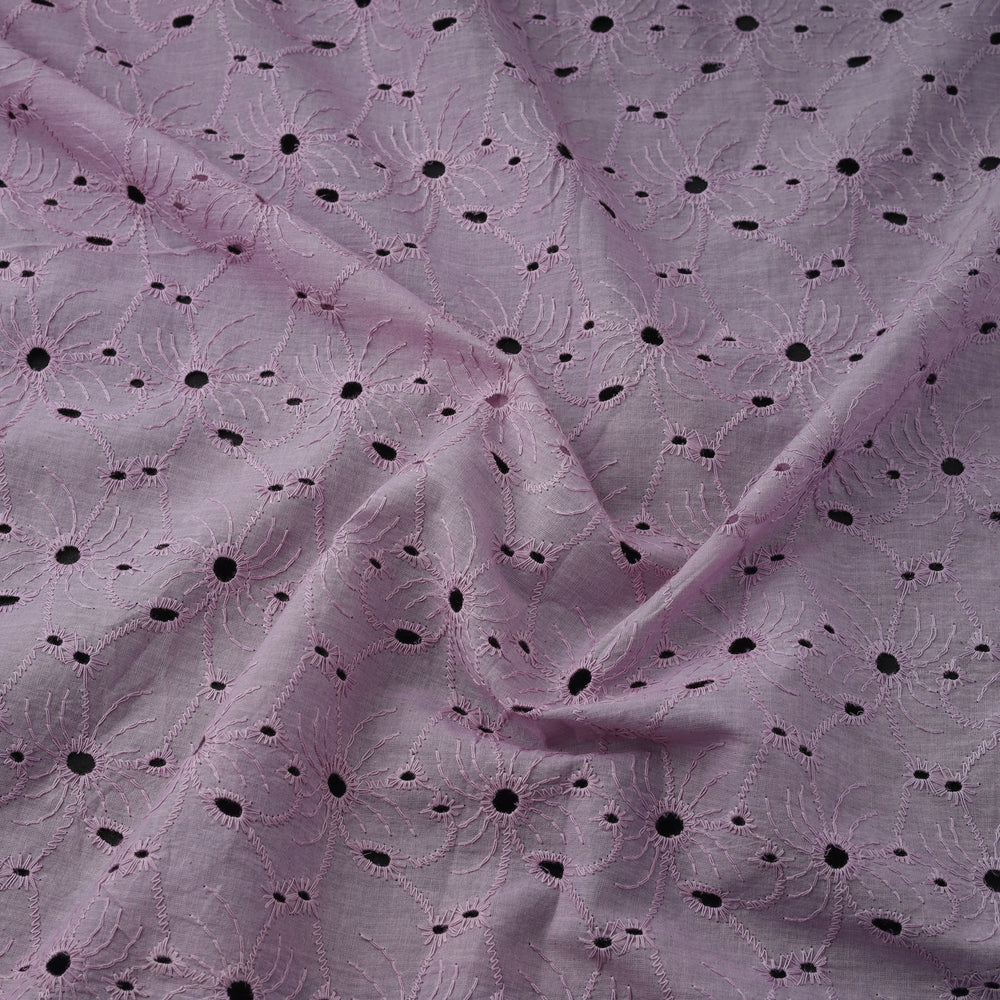 Purple - Floral Embroidered Cotton Hakoba Fabric 21