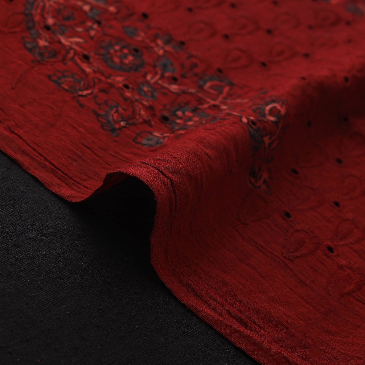Hakoba Hand Block Ajrakh Print Natural Dyed Cotton Fabric 06