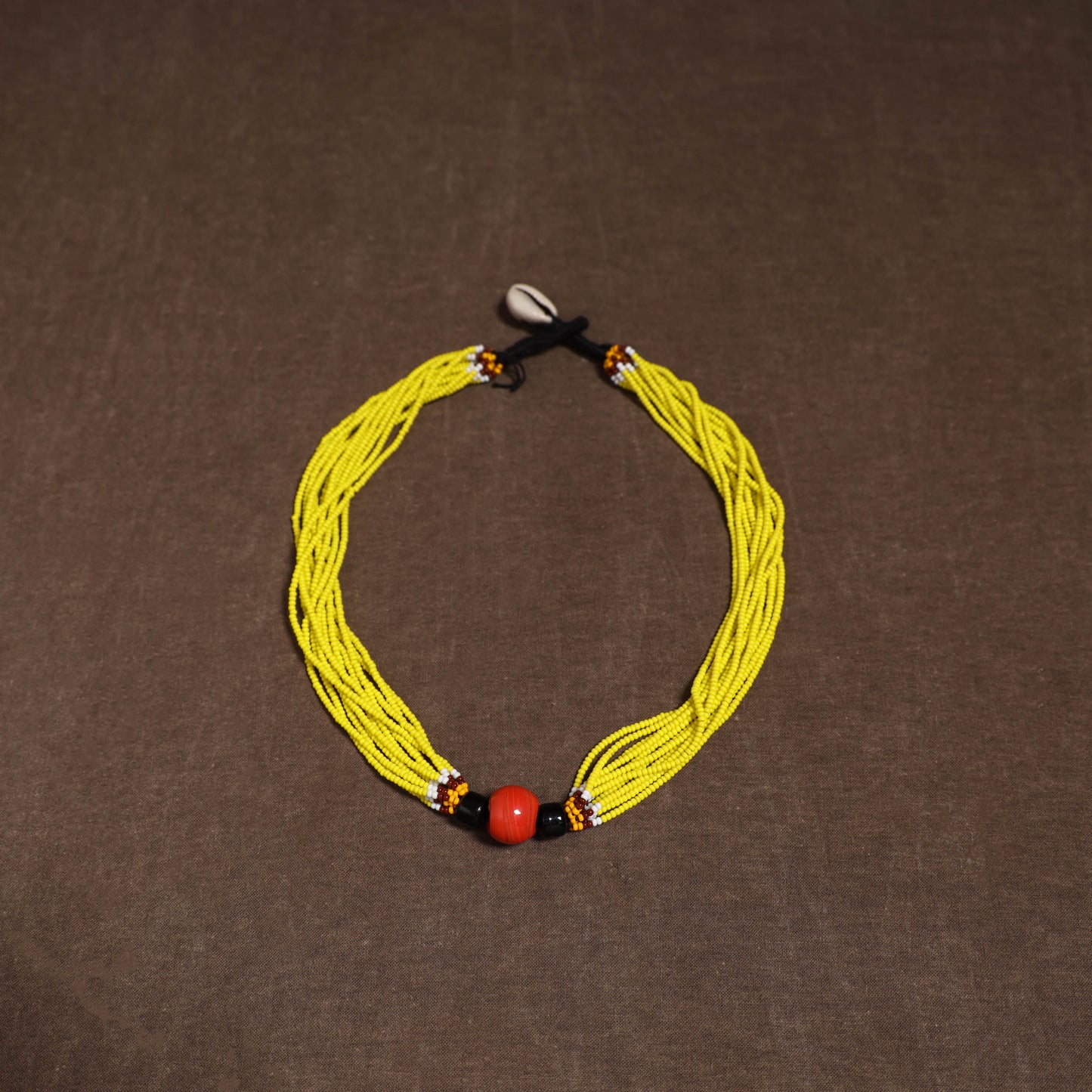 Yellow - Bead Work Handmade Baiga Tribal Moonga Dana Necklace 16