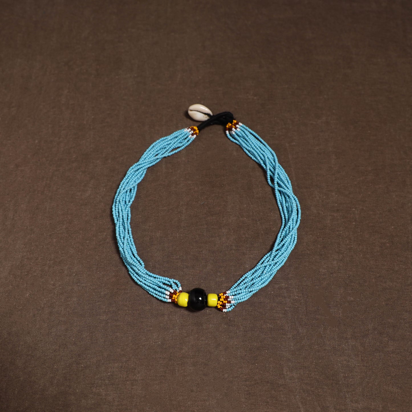 Blue - Bead Work Handmade Baiga Tribal Moonga Dana Necklace 15