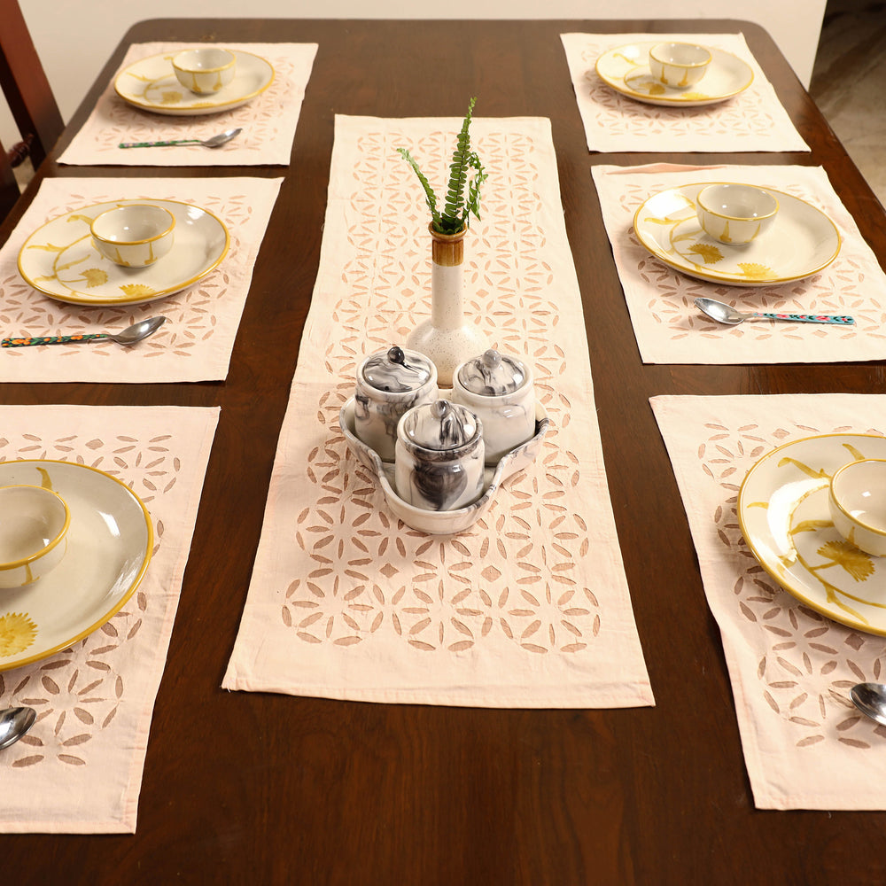 Applique Cut Work Table Runner with Table Mat Set 75