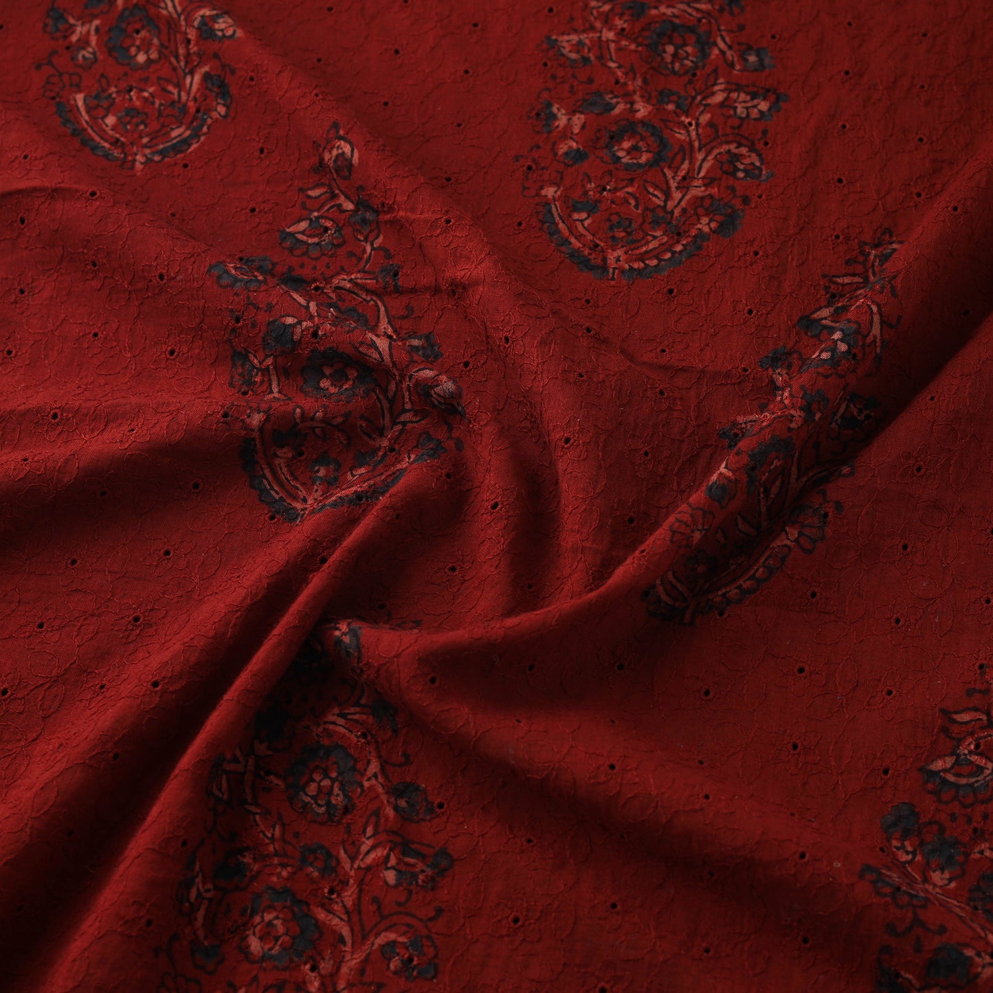 Hakoba Hand Block Ajrakh Print Natural Dyed Cotton Fabric 05