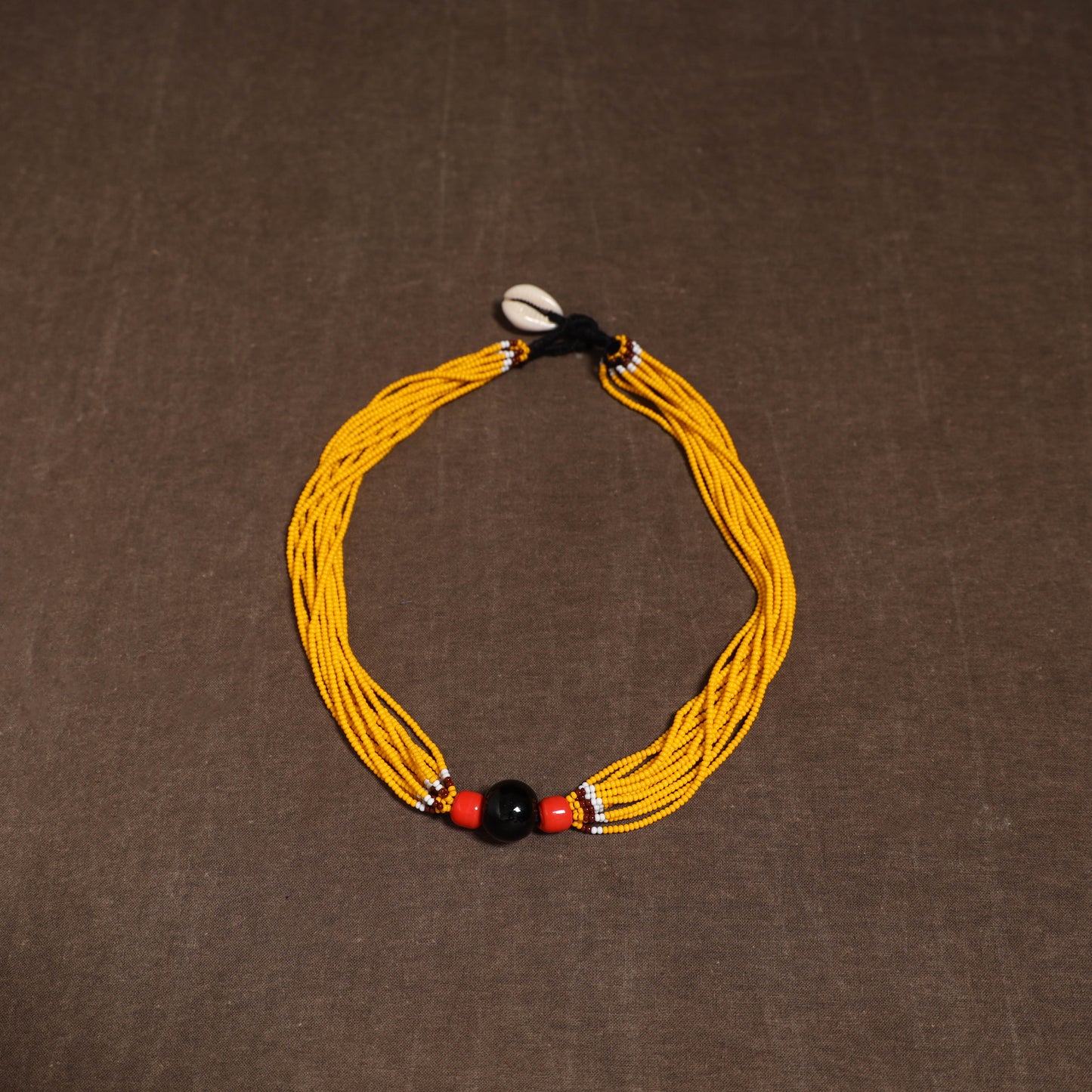 Yellow - Bead Work Handmade Baiga Tribal Moonga Dana Necklace 10