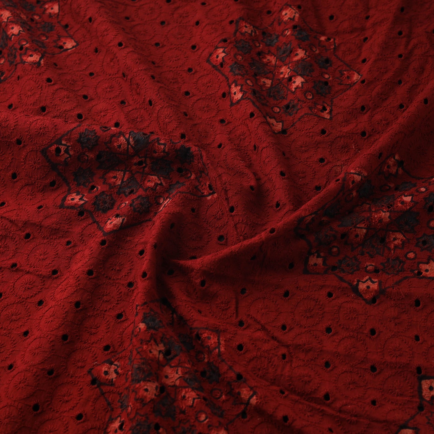 Hakoba Hand Block Ajrakh Print Natural Dyed Cotton Fabric 03